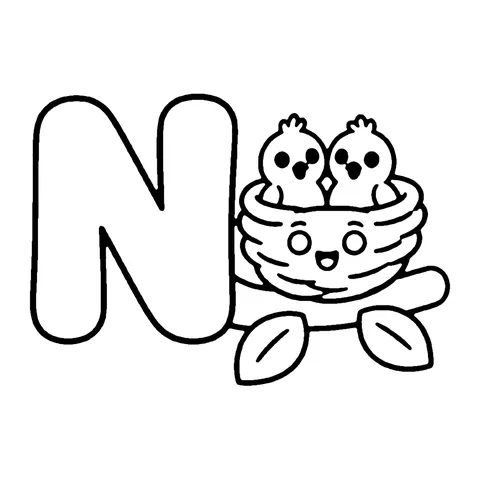 Letter N coloring page