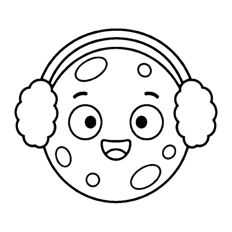 Moon in Earmuffs coloring page