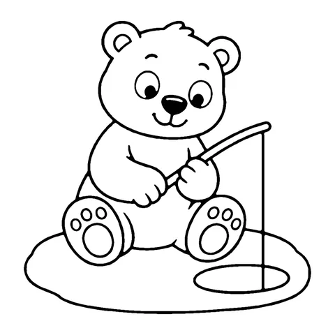 Polar Bear Fishing coloring page