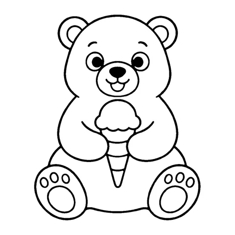 Polar Bear with Ice Cream coloring page