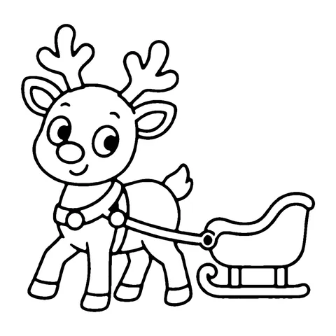 Reindeer and Sleigh coloring page