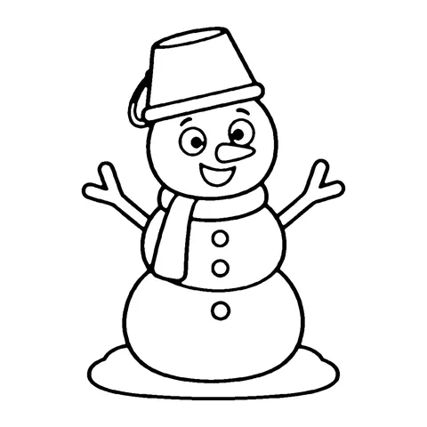 Snowman with a Bucket Hat coloring page