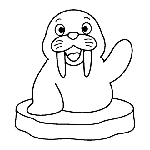 Waving Walrus coloring page
