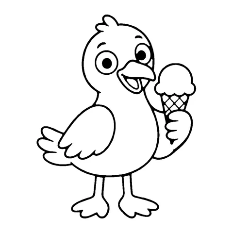 Seagull with Ice Cream coloring page