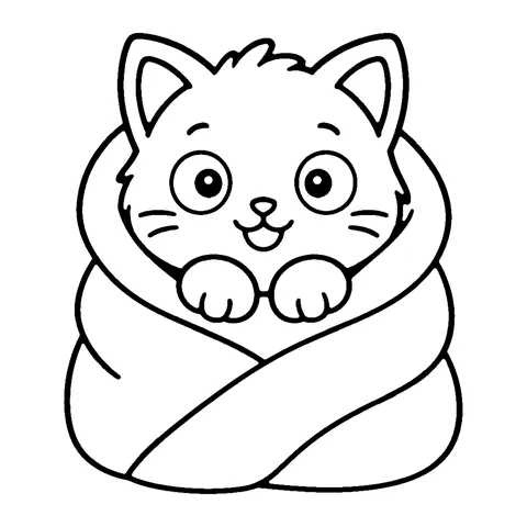 Blanket Kitten coloring page