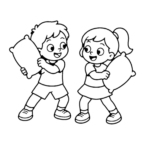 Pillow Fight coloring page