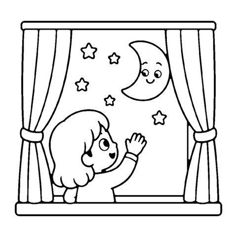 Waving Goodnight coloring page