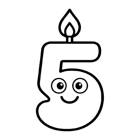 Number 5 Birthday Candle coloring page