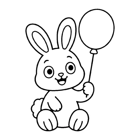 Party Bunny with Balloon coloring page