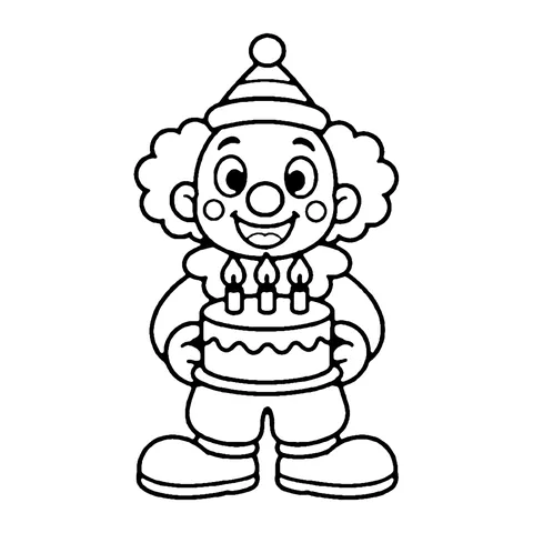 Party Clown with Cake coloring page