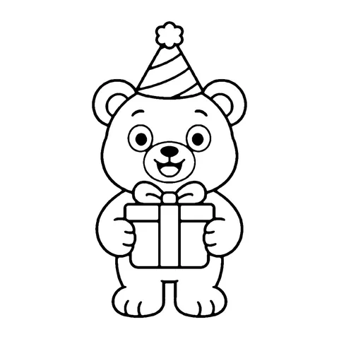 Party Teddy Bear coloring page