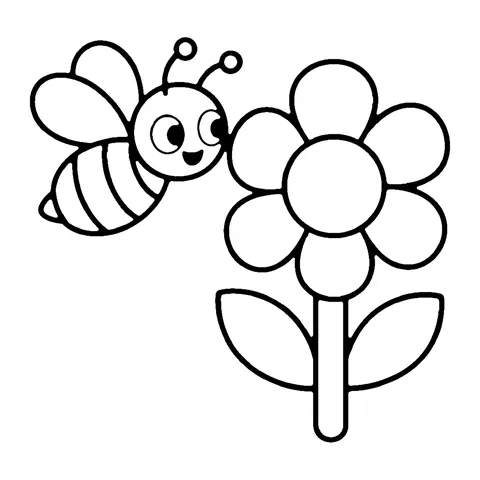 Bee and Flower coloring page