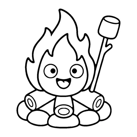 Campfire with a Marshmallow coloring page