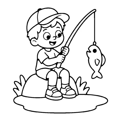 Fishing Kid coloring page