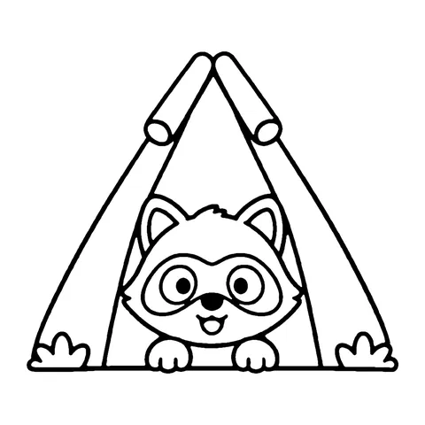 Peeking Raccoon coloring page