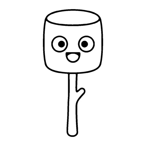 Marshmallow on a Stick coloring page