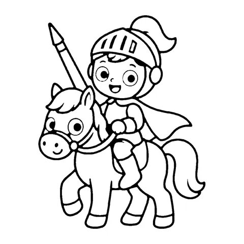 Knight on a Pony coloring page