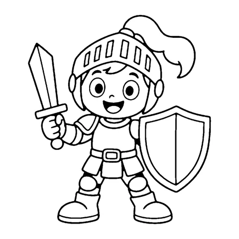 Knight with Sword and Shield coloring page
