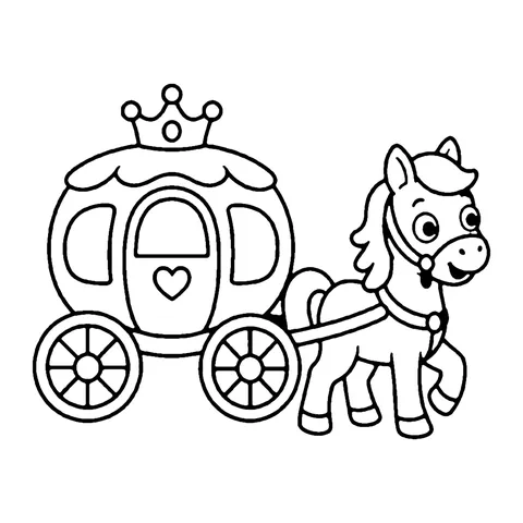 Royal Carriage and Horse coloring page