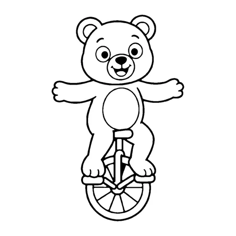 Bear on Unicycle coloring page