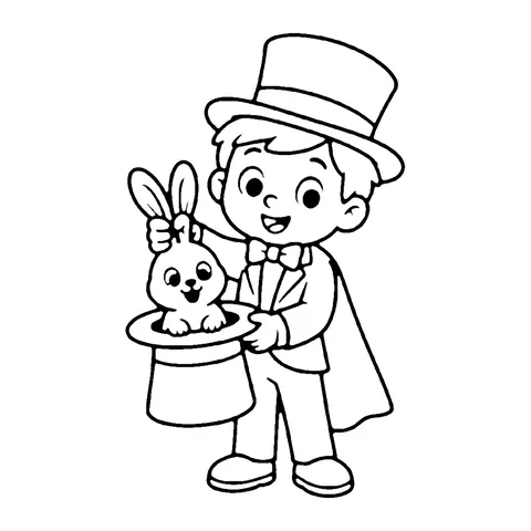 Magician with Rabbit coloring page