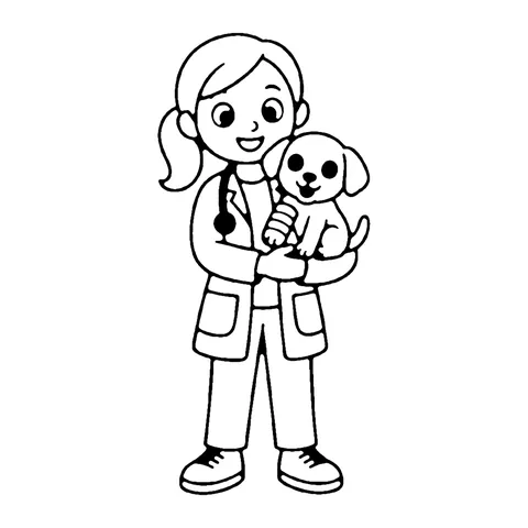 Vet and Puppy coloring page