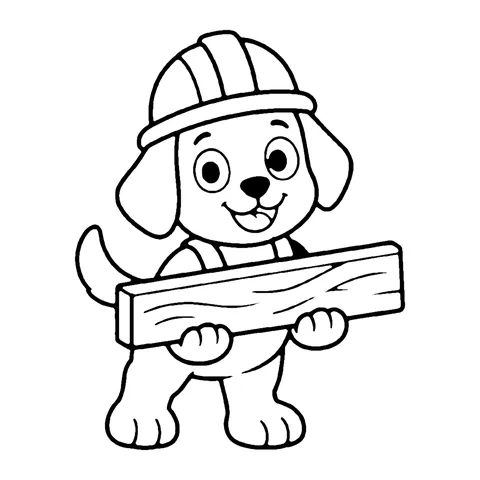 Hard Hat Dog coloring page