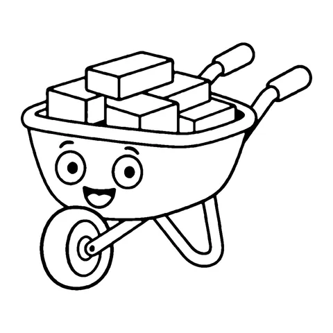 Wheelbarrow with Bricks coloring page