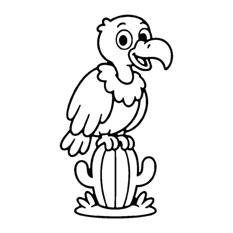 Vulture on a Cactus coloring page
