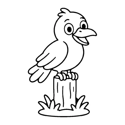 Crow on a Post coloring page