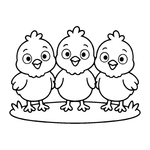 Three Chicks coloring page