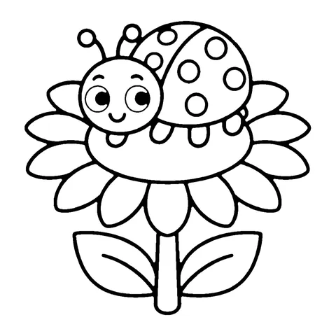 Sunflower Ladybug coloring page