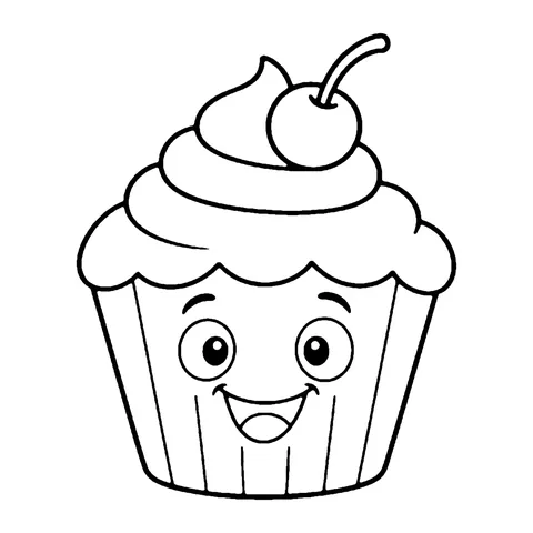 Cupcake coloring page