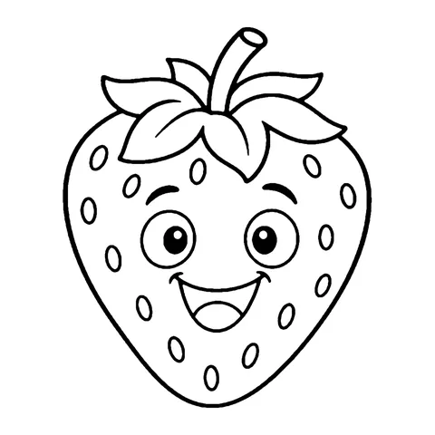 Happy Strawberry coloring page