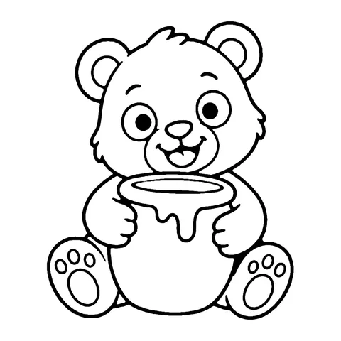 Bear with Honey Pot coloring page