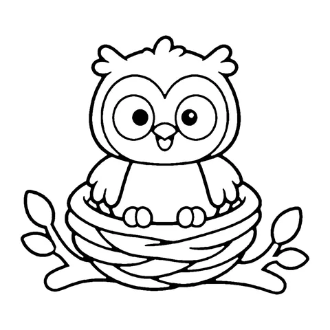 Owl in Nest coloring page
