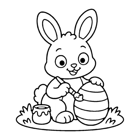 Easter Bunny Painting an Egg coloring page