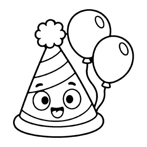 Party Hat with Balloons coloring page