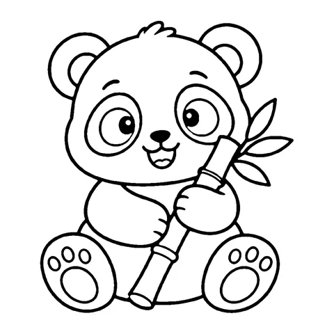 Panda with Bamboo coloring page