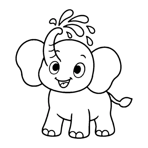 Splashing Elephant coloring page