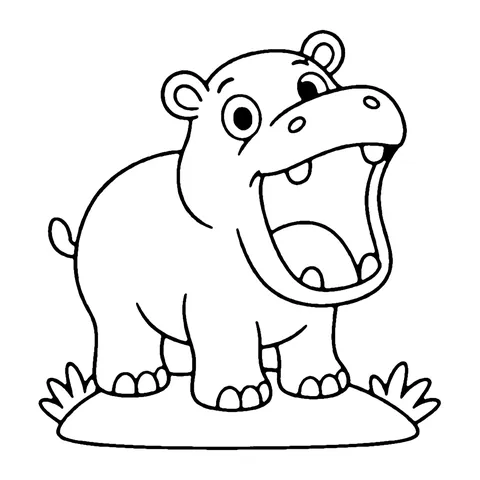 Yawning Hippo coloring page