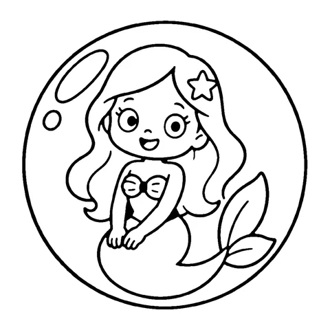 Mermaid in a Bubble coloring page
