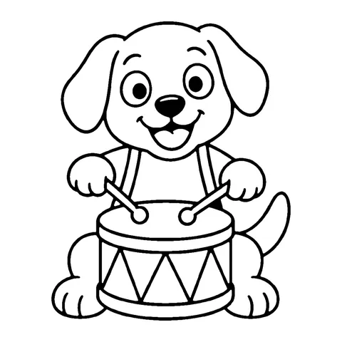 Drummer Dog coloring page