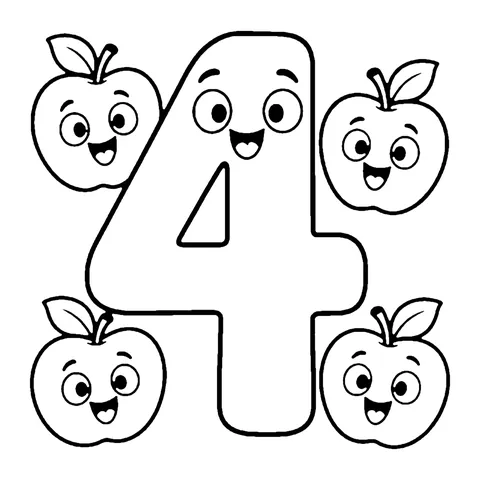 Number 4 coloring page