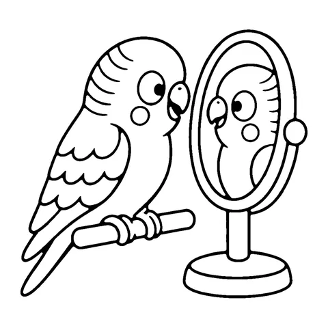 Budgie and Mirror coloring page