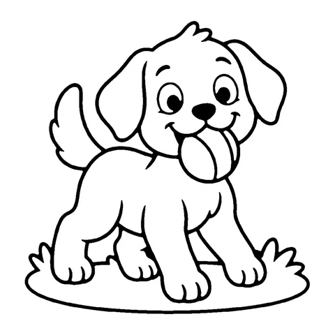 Dog Playing Fetch coloring page