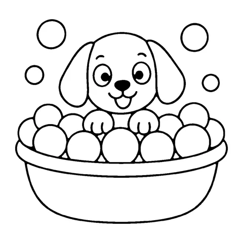Puppy Bath coloring page