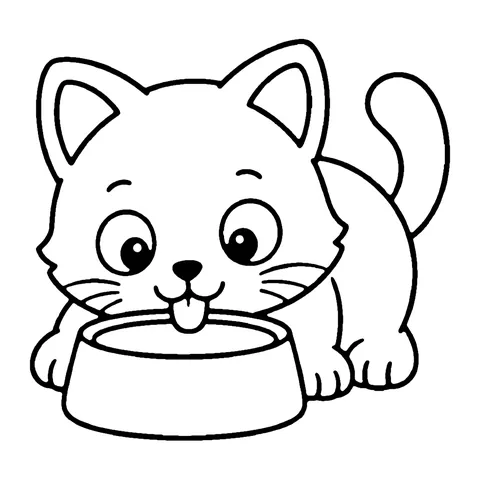 Thirsty Kitten coloring page