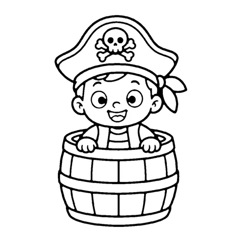 Baby Pirate in a Barrel coloring page