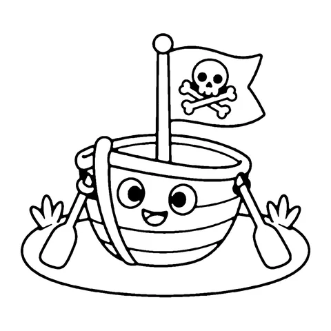Pirate Rowboat coloring page